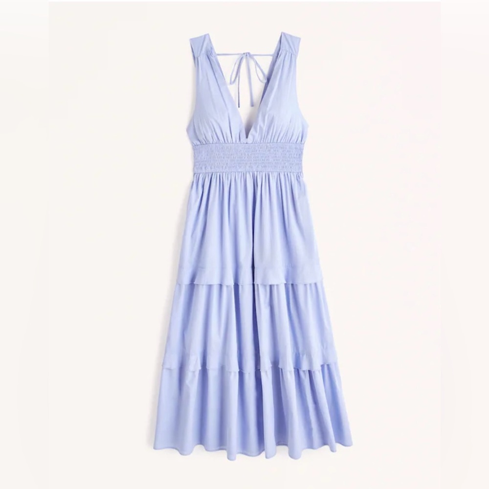 NWOT Abercrombie & Fitch Smocked Waist Tiered Midi Dress. Size S.